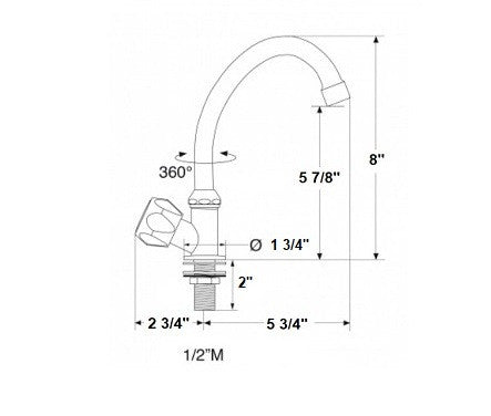 10172P Scandvik Standard Family Cold Water Tap with Swivel Spout