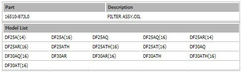 16510-87J00 Suzuki Oil Filter DF20-DF70