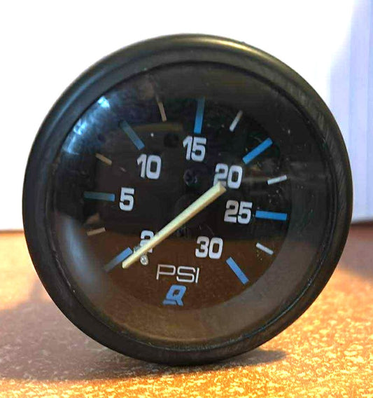 Quicksilver 2-30 PSI Black Water Pressure Gauge ( No Light )