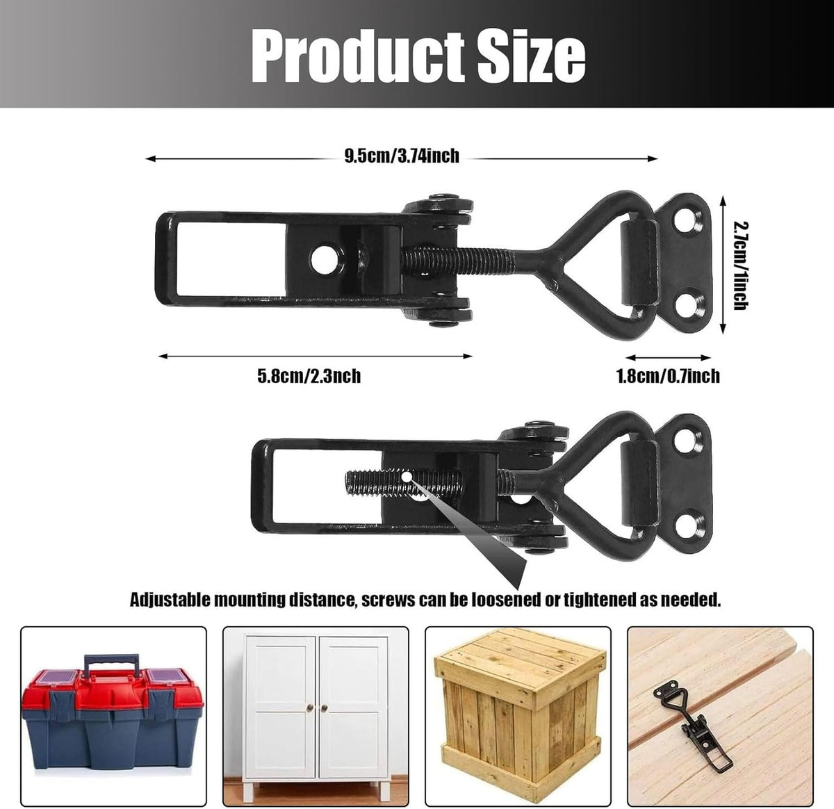 4001 BSTHP Heavy Duty Adjustable Black Toggle Clamp Latch 150Kg 330Lbs 4/PK