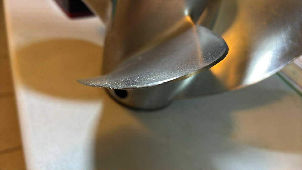 USED 825908A41 Quicksilver Trophy Propeller Stainless Steel 14x23P 4 Blade 15 Spline