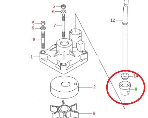 17564-88L00 Suzuki Water Pump Case Bush EACH DF40A/50A/60A