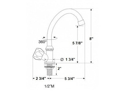 10172P Scandvik Standard Family Cold Water Tap with Swivel Spout