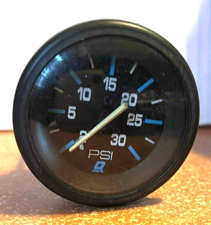 Quicksilver 2-30 PSI Black Water Pressure Gauge ( No Light )
