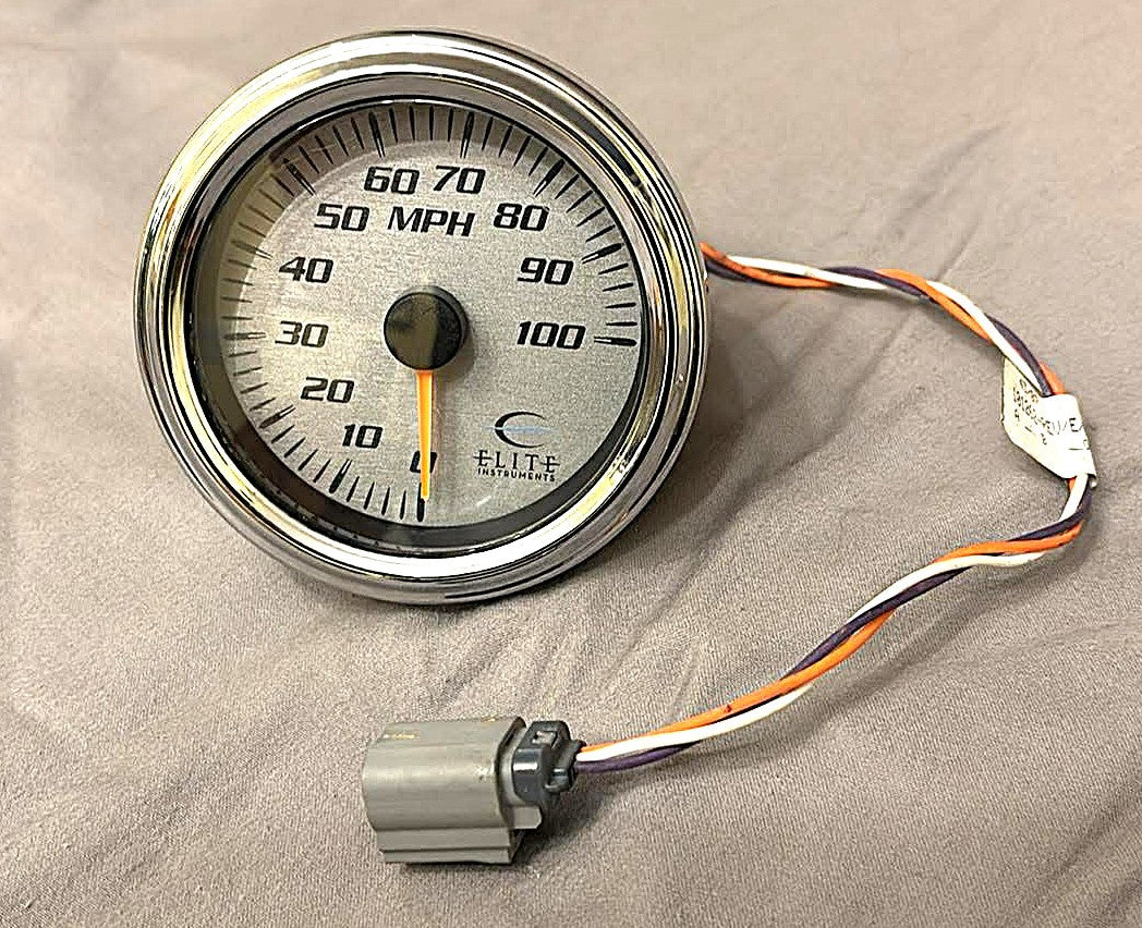 USED Elite Instruments 3.75" MPH Gauge Marine Silver Color 0-100