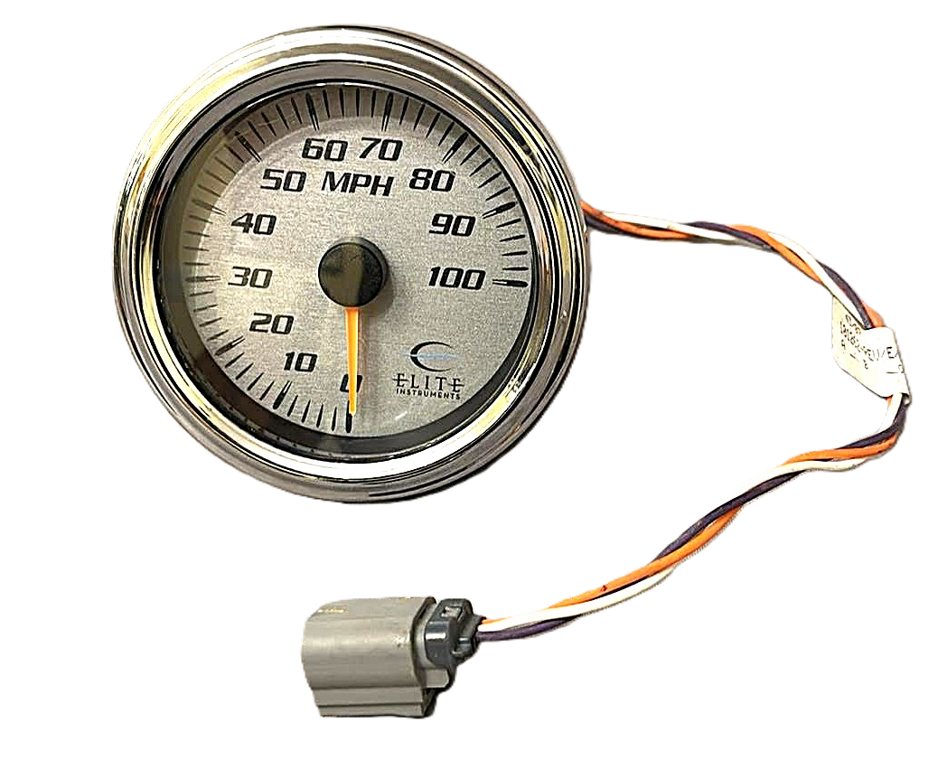 USED Elite Instruments 3.75" MPH Gauge Marine Silver Color 0-100