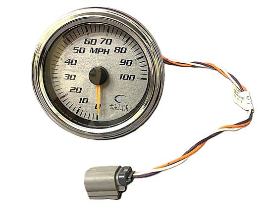 USED Elite Instruments 3.75" MPH Gauge Marine Silver Color 0-100