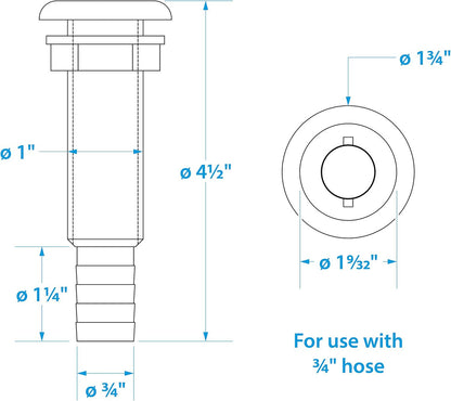 50-18161 Seachoice White Extra Long Thru-Hull Connector
