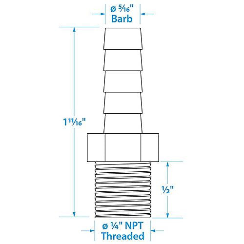 20811 SeaChoice Male Hose Barb 5/16" 1/4'NPT