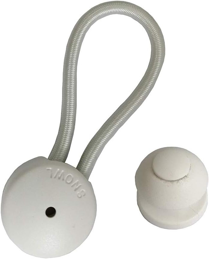 UP100 White Bungee Shock Cord Clip w Knobs For Canvas Covers 3/Sets