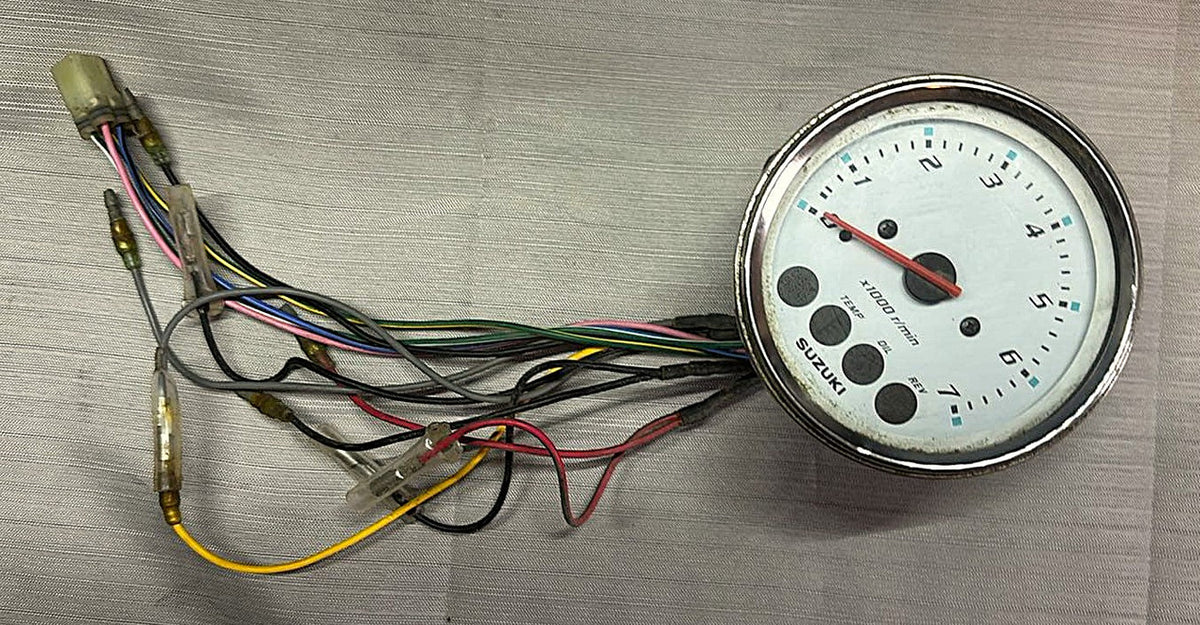 USED 34200-93J12 Suzuki White Tachometer Gauge w Monitor