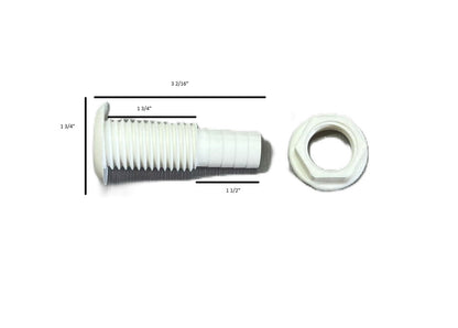 Thru Hall Fitting  11/16"  White Plastic Marine Fitting