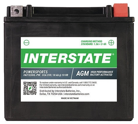 FAITX20HL-PW Interstate Battery Power Sports