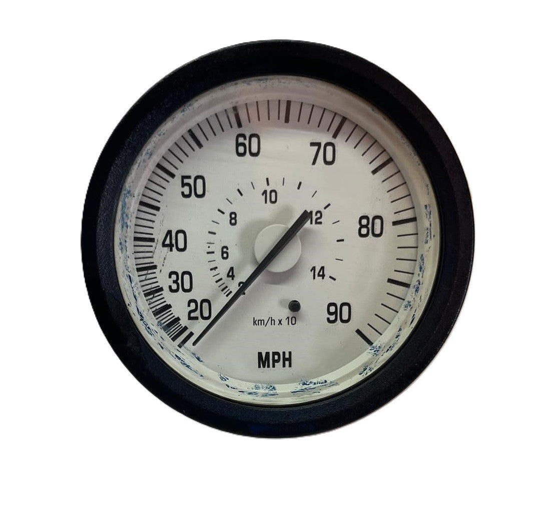 USED Mercury Speedometer MPH  White  3 3/4" O/D  3 1/2" I/D