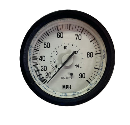 USED Mercury Speedometer MPH  White  3 3/4" O/D  3 1/2" I/D