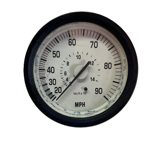 USED Mercury Speedometer MPH  White  3 3/4" O/D  3 1/2" I/D