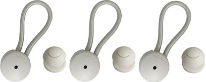 UP100 White Bungee Shock Cord Clip w Knobs For Canvas Covers 3/Sets