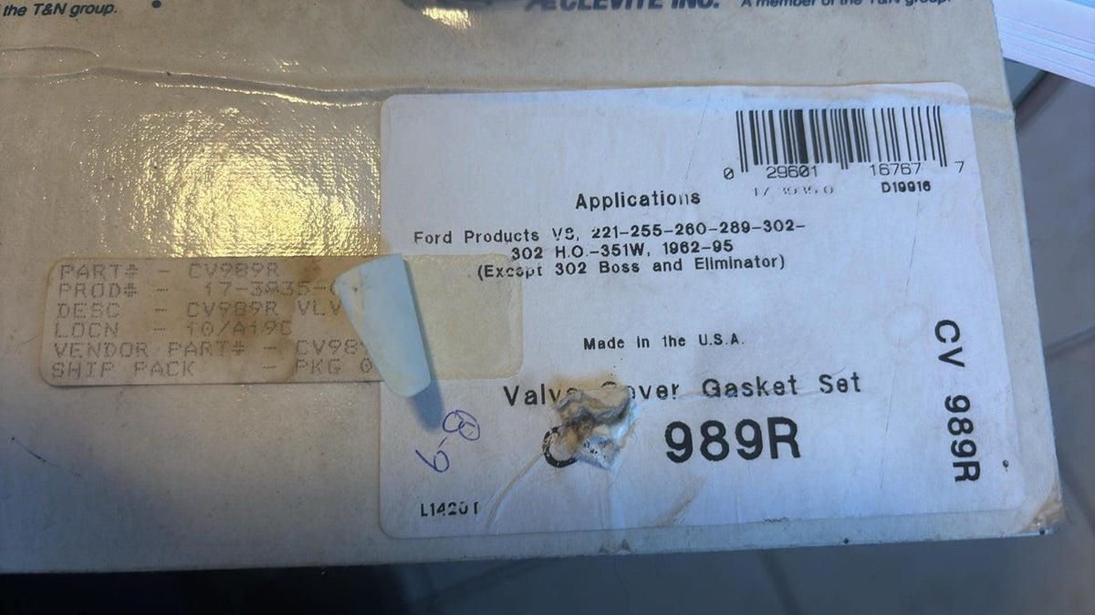 989R Clevite Valve Cover Gasket Set Ford 221-255-260-289-302 HO 351W 1962-95
