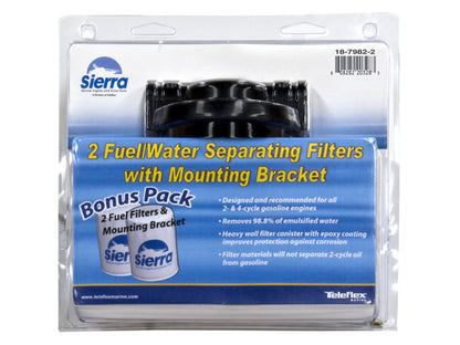 18-7982-2 Sierra 2 Fuel Water Separating Filters w Bracket