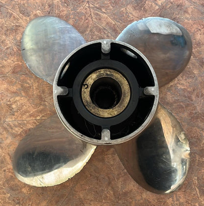 USED 48-825914A40 Quicksilver Mercury Trophy SS 14 x 26P 4 Blade Propeller