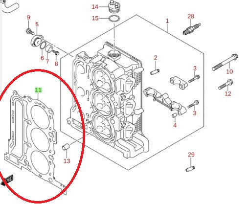 11141-88L00 Suzuki Cylinder Head Gasket DF40A/50A/60A