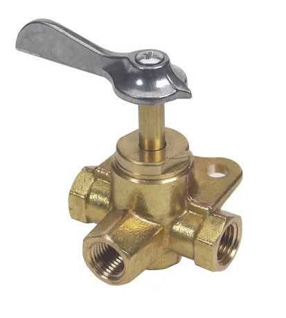 033312-10 Moeller 3/8 FNPT Brass Three Way Fuel Valve