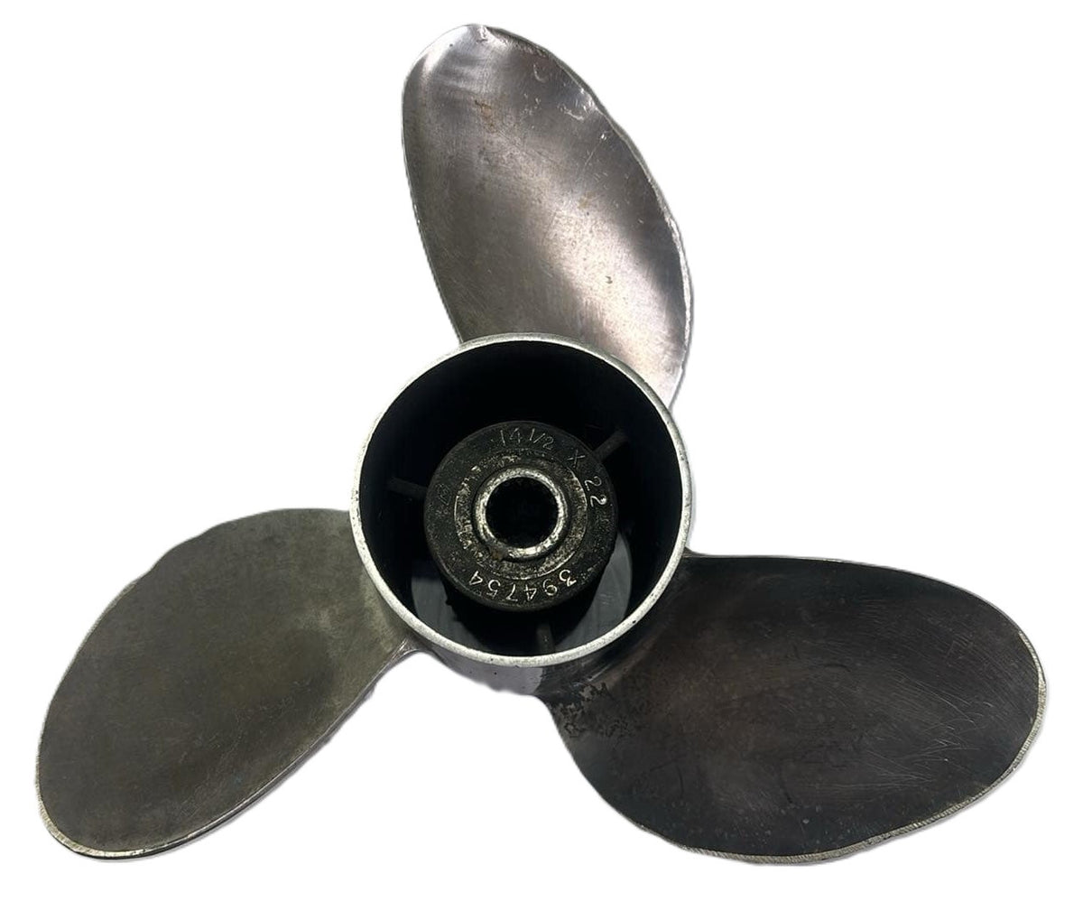 USED 394754 Raker Prop Johnson Evinrude Stainless Steel 14 1/2 x 22P